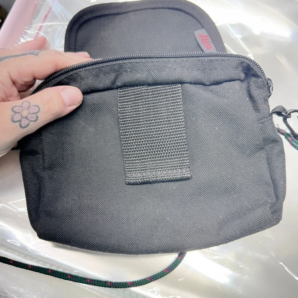 Bass Crossbody Bag Unisex Small Black Canvas Vintage Gorpcore Utility Pouch